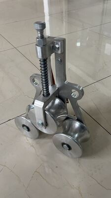 Bloco de poleia de aterragem de três rodas Φ60/75 mm com folha de alumínio para blocos de puxagem de cabos estáveis e blocos de corda